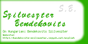 szilveszter bendekovits business card